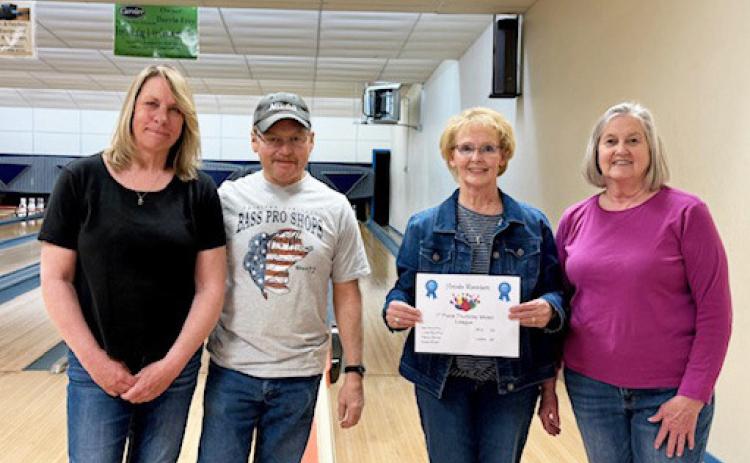 Thursday Night Mixed League champions, Hondo Shooters, l-r: Linda and Dan Rentfro, Nancy Beitel and Diana Brost. Jill Buchfinck