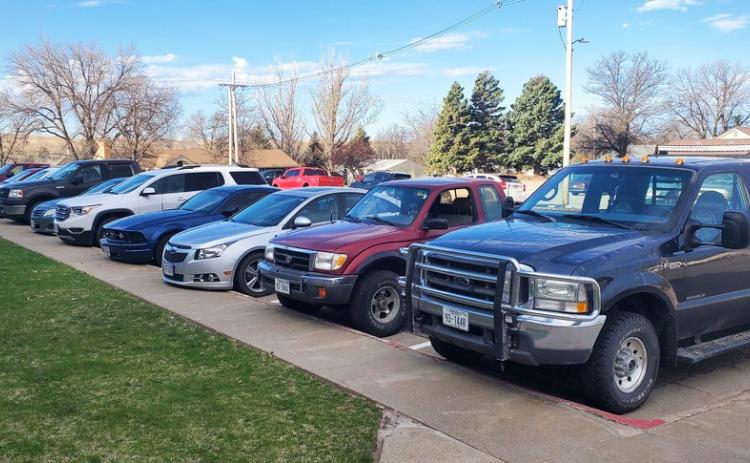 courtesy photos The MHS seniors were far from late for their last day of high school on Tuesday, April 30. Instead, they arrived early enough to claim parking spots in the staff parking and stood in front of Mr. Kvanvig’s office where they greeted the staff as they arrived.
