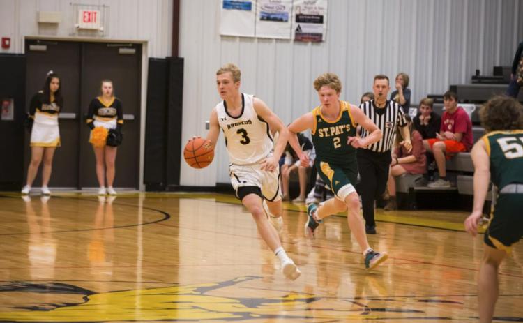 Clayton Moore in boys basketball action last week against North Platte St. Patrick’s. Megan Andersen
