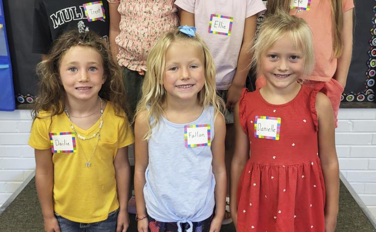 Kindergarten Roundup was held at Mullen Elementary last Thursday, Aug. 4. Mullen begins school this Thursday, Aug. 11. Kindergartners are pictured back, l-r: Trent Cox, Aislynn Connealy, Ellie Licking, Eve Ericksen. Front: Dailie Dent, Fallon Lee, Danielle Peterson. Leanne DeKay