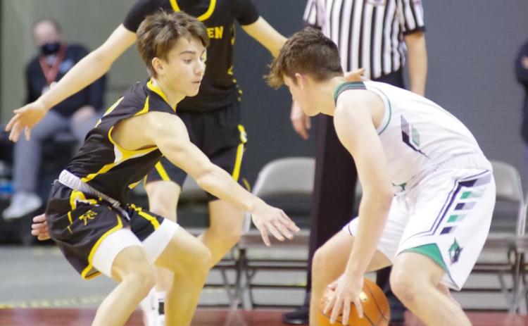 Trevor Kuncl plays defense against Loomis last Saturday. Barb McIntosh