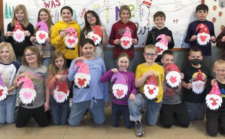 5th, 2nd grades make Valentine’s Day gnomes for rest home