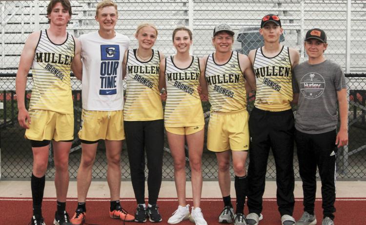 State Track qualifiers, l-r: Chase Gracey, Clayton Moore, Tierston Moore, Peyton Paxton, Justin French, Alex Werner, Kyle Finney. See the District story for full results. Carolee Brown