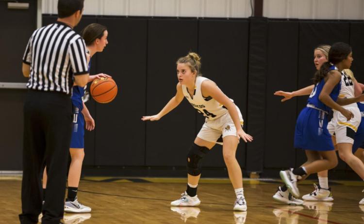 Lauren Schoonveld on defense last week against Wallace. Megan Andersen