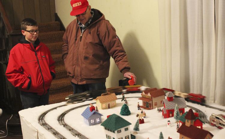 A popular stop for those of all ages, Ken Clark had his trains set up at the Old Hotel Hooker County Historical Society Museum again this year. Ken is pictured talking with Jack Coble.