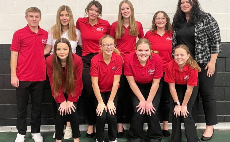 District FCCLA STAR participants are pictured back, l-r: Kyle Finney, Keragan Welch, Medora DeNaeyer, Sydnee Cheever, Corynn Corbin, Mia Flores-Green. Front: Maggie Haesler, Riley Hegland, Maci Walz, Audrabell Werth. Kelli Walz