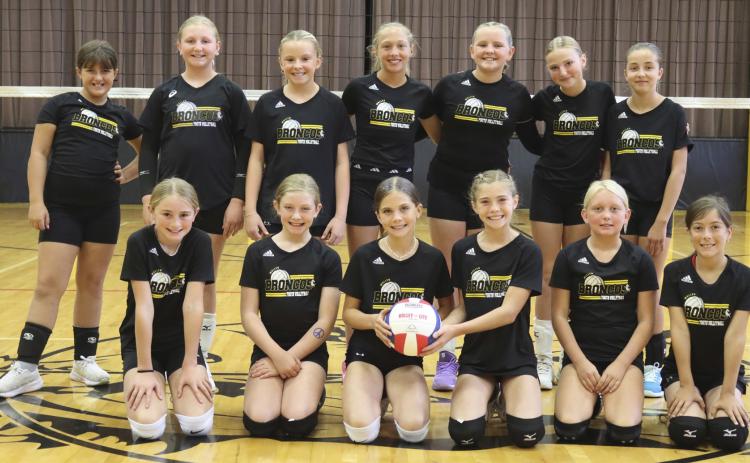 The Mullen youth volleyball season started on Sunday, Sept. 13 with the teams scrimmaging themselves at the Lariat. The 5th-6th grade team is pictured back, l-r: Zandra Hebbert, Tatum Deibler, Sadie Hoyt, Emri Dent, Ella Walz, Elle Gracey, Lillian Ericksen. Front: Avery Vinton, Marki Finney, Abbigail Mundorf, Clara Seeley, Daryl Deibler, Avery Pollard. Gerri Peterson