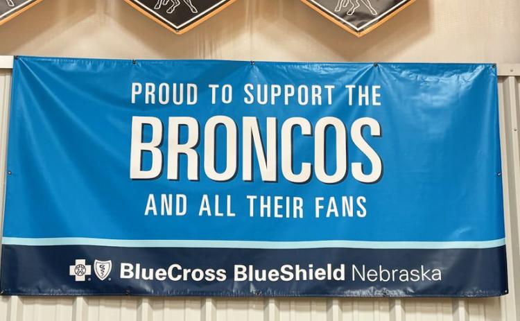 This banner is now hanging in the Hilltop Gym. Gerri Peterson