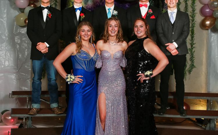 Mullen High School seniors who attended prom last Saturday, March 21. Back, l-r: Jaylon Forsen, Cayden Hampton, Jacob Walker, Tate Kvanvig, Alex Werner. Front: Hayley Donohoe, Syd nee Cheever, Morgan Hassett.