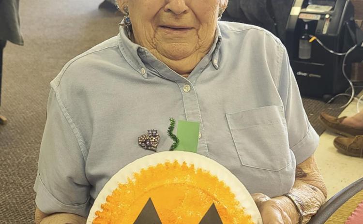 Nadene Andersen with our pumpkin craft.