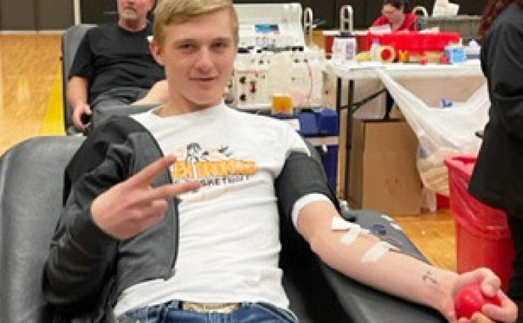 Thank you to everyone that donated at the MHS Blood Drive on Friday, March 3. The goal was passed and 56 units were collected. We also appreciated donor patience as they worked to try to get everyone in as quickly as possible. Pictured is one of the first time donors, MHS senior Clayton Moore. The next bloodmobile in Mullen will be Monday, May 15.
