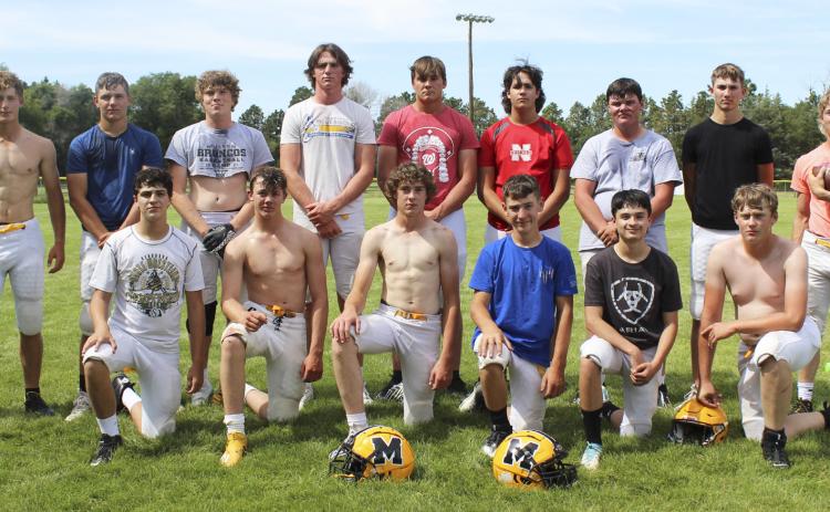 Football, back, l-r: Alex Werner, James Kessler, Ethan Hardin, Chase Gracey, Tate Kvanvig, Jarren Forsen, Owen Thorberg, Cayden Hampton, Justin French. Front: Jaylon Forsen, Cooper Walker, Jason Kraus, Hunter Brown, Nicholas Gonzalez, Daniel Wright. Not pictured: Brandon Hardin. Gerri Peterson