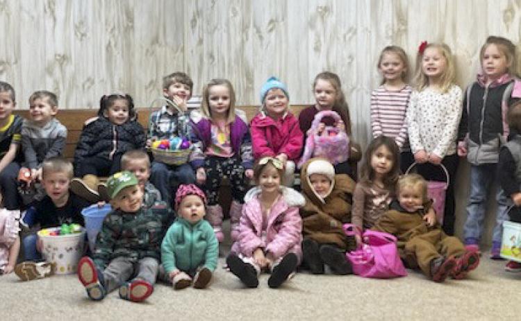 Nearly 30 kids participated in the Mullen Commercial Club’s Easter egg hunt that was held last Wednesday, April 5 in the basement of the Assembly of God Church thanks to the covering of snow that was on the ground this year for the event. Gerri Peterson