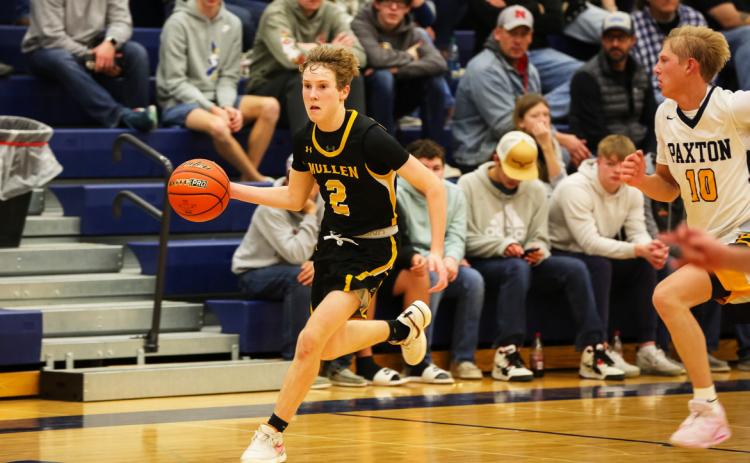 Brandon Hardin dribbles down the court against Paxton. Megan Andersen