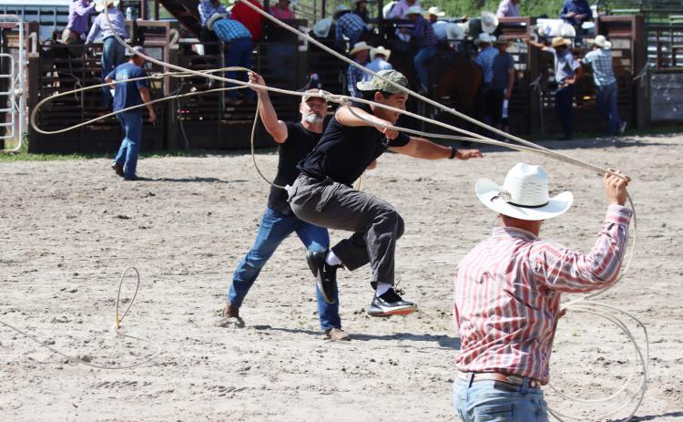 John and Jake Howell trying their hand at the roping gauntlet.