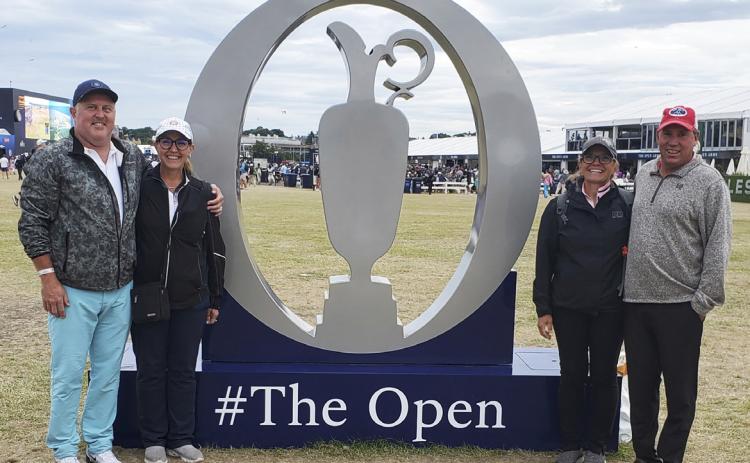 Don and Deb Cox (right) of Mullen traveled to Scotland for the Open golf tournament with Deb’s sister and brother-in-law Barb and Mike Halferty of Lincoln City, Oregon, and also sister Dianne Vancura of Ord, Nebraska, who took this photo. courtesy photo